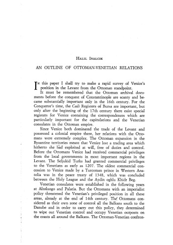 An Outline Of Ottoman-Venetian Relations