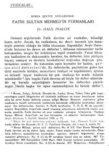 Bursa Şeriyye Sicilleri’nde Fatih Sultan Mehmed’in Fermanları