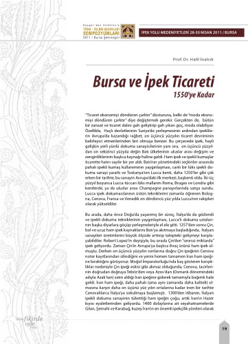 Bursa ve İpek Ticareti