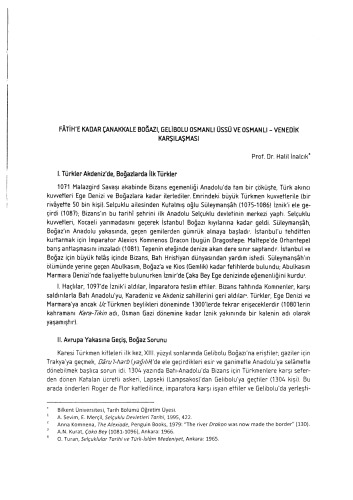 Fatih’e Kadar Çanakkale Boğazı, Gelibolu Osmanlı Üssü ve Osmanlı-Venedik Karşılaşması