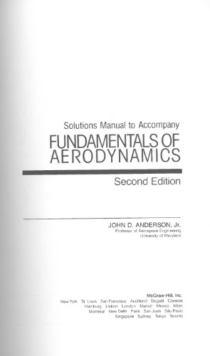 Solutions Manual to Accompany Fundamentals of Aerodynamics