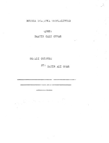Buugga dhaqanka soomaaliyeed / Somali culture
