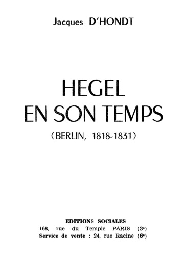Hegel en son Temps