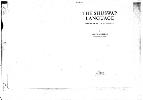 The Shuswap language : grammar, texts, dictionary