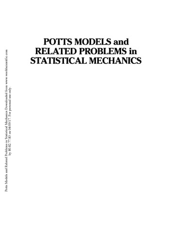 POTTS MODELS AND RELATED PROBLEMS IN STATISTICAL MECHANICS
