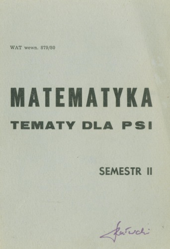 Matematyka dla PSI - Semestr II