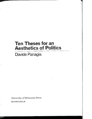 Ten Theses for an Aesthetics of Politics