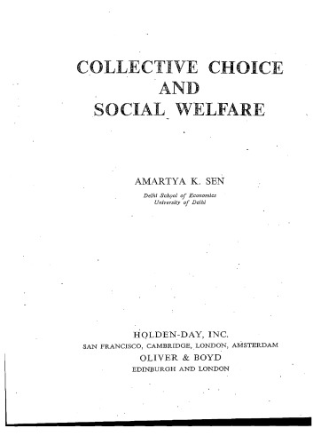 Collective Choice and Social Welfare