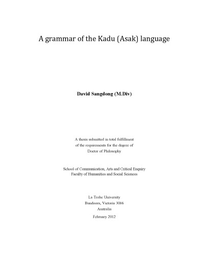 A Grammar of the Kadu (Asak) Language