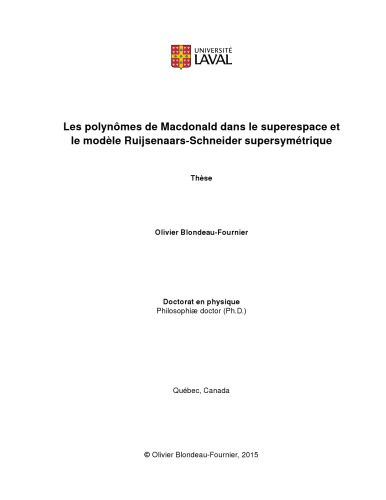 Les polynômes de Macdonald dans le superespace et le modèle Ruijsenaars-Schneider supersymétrique [PhD thesis]