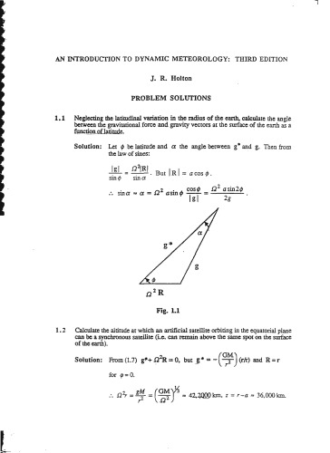 An Introduction to Dynamic Meteorology: Problem solutions