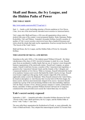 Secrets of the tomb : Skull and Bones, the Ivy League, and the Hidden Paths of Power