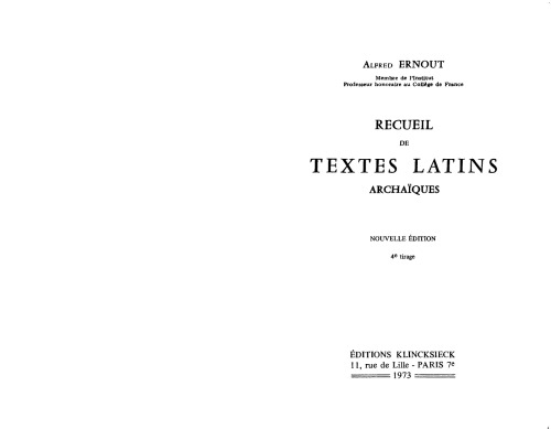 Recueil de textes latins archaïques