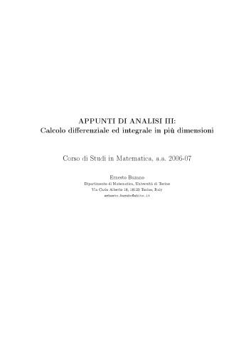 Appunti di analisi III - Calcolo differenziale ed integrale in più dimensioni