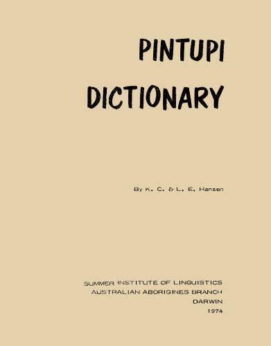 Pintupi Dictionary