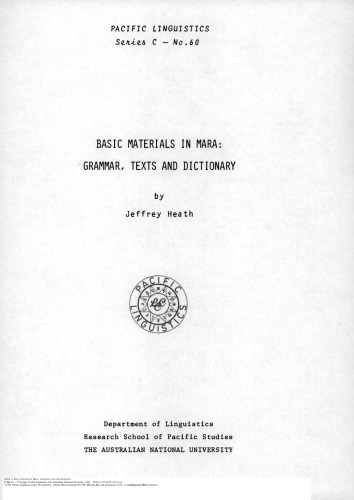 Basic materials in Mara: Grammar, texts, and dictionary