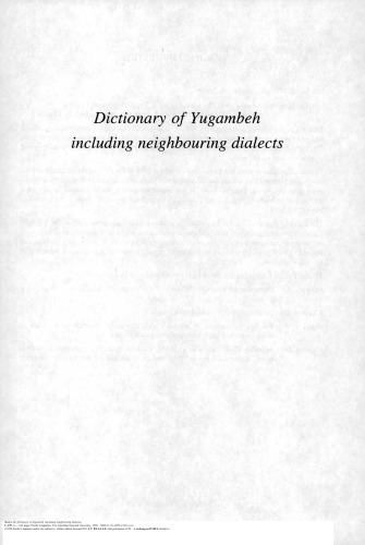 Dictionary of Yugambeh (including neighbouring dialects), Australia