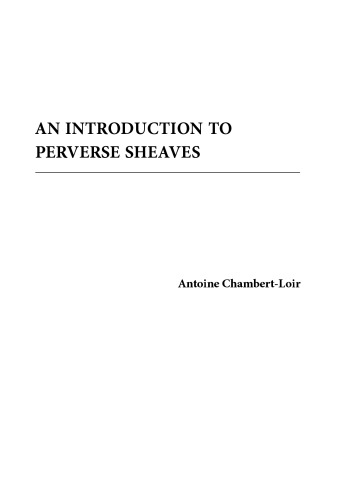 An introduction to perverse sheaves [lecture notes]