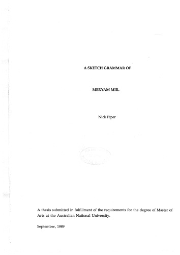 A sketch grammar of Meryam Mir [thesis]