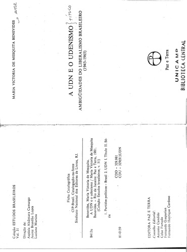 A UDN e o Udenismo: ambiguidades do liberalismo brasileiro (1945-1965)