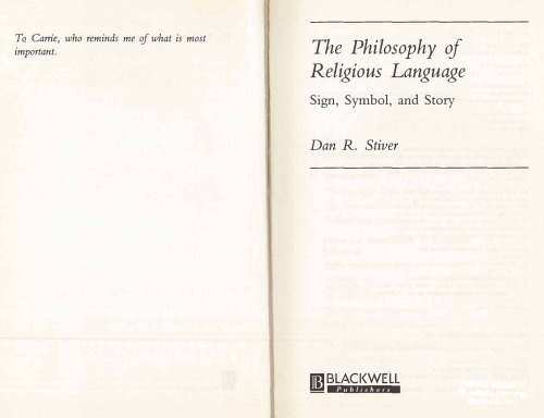 The Philosophy of Religious Language: Sign, Symbol and Story