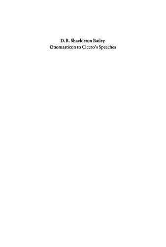 Onomasticon to Cicero’s Speeches