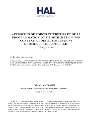 APPROCHES DE POINTS INTERIEURS ET DE LA PROGRAMMATION DC EN OPTIMISATION NON CONVEXE. CODES ET SIMULATIONS NUMERIQUES INDUSTRIELLES