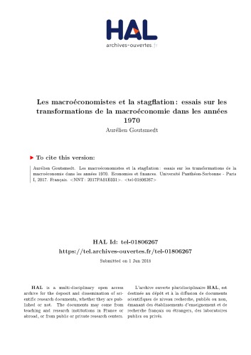 Les macroéconomistes et la stagflation : essais sur les transformations de la macroéconomie dans les années 1970