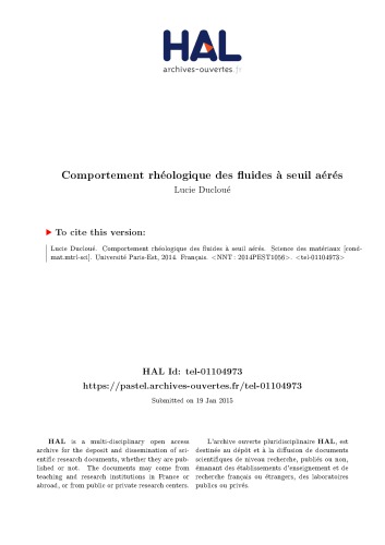 Comportement rhéologique des fluides à seuil aérés