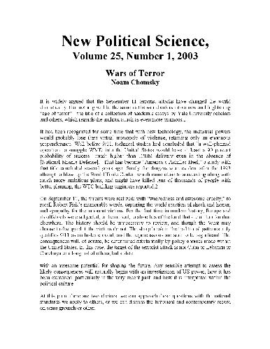 Wars of Terror, New Political Science