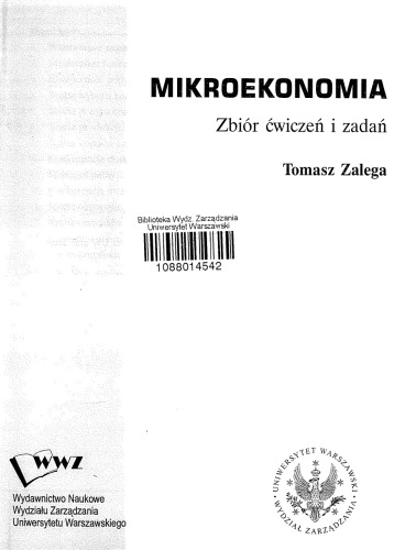 Mikroekonomia: zbiór ćwiczeń i zadań