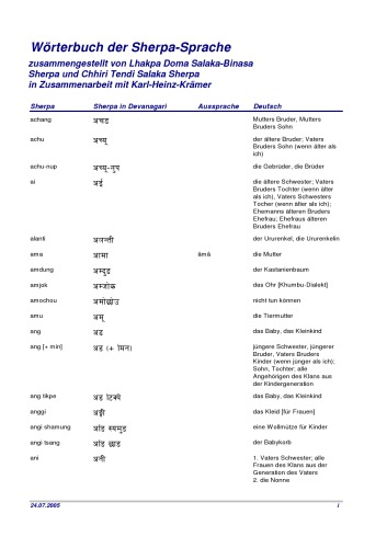 Wörterbuch der Sherpa-Sprache