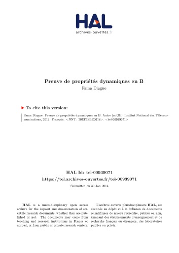 Preuve de propriétés dynamiques en B