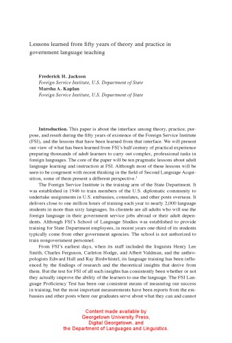 Lessons learned from fifty years of theory and practice in government language teaching