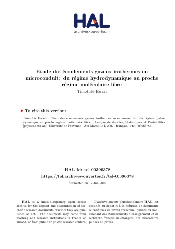 Etude des écoulements gazeux isothermes en microconduit : du régime hydrodynamique au proche régime moléculaire libre