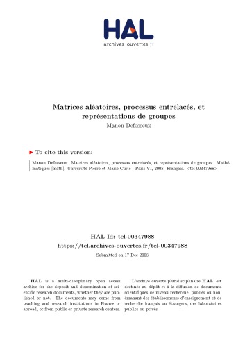 Matrices aléatoires, processus entrelacés, et représentations de groupes