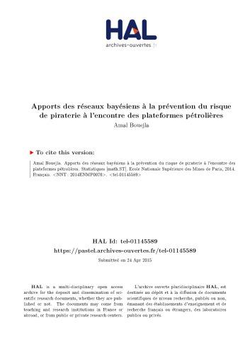 Apports des réseaux bayésiens à la prévention du risque de piraterie à l’encontre des plateformes pétrolières