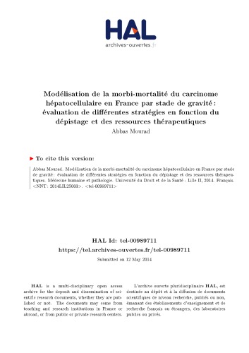 Modélisation de la morbi-mortalité du carcinome hépatocellulaire en France par stade de gravité : évaluation de différentes stratégies en fonction du dépistage et des ressources thérapeutiques