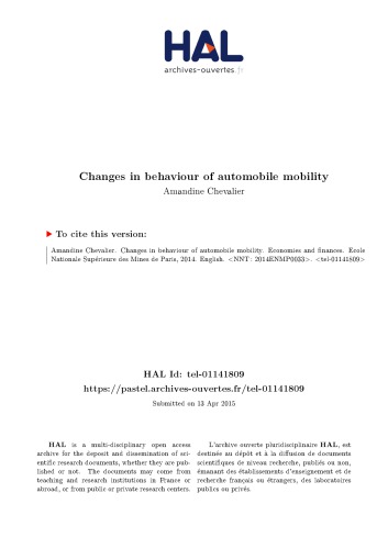 Changements de comportements de mobilité automobile