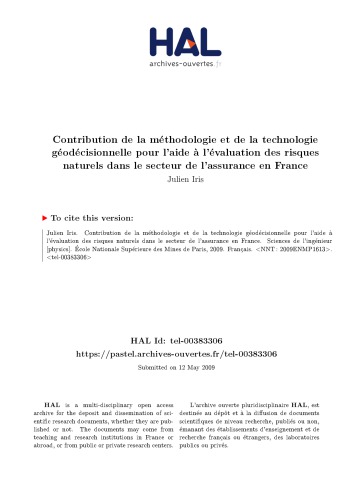 Contribution de la méthodologie et de la technologie géodécisionnelle pour l’aide à l’évaluation des risques naturels dans le secteur de l’assurance en France