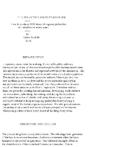 The Psilocybin Producers Guide