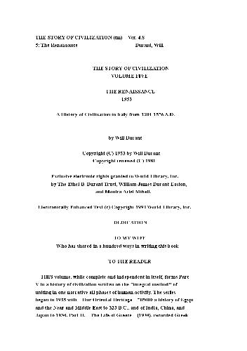 The Story of Civilization: The Renaissance 