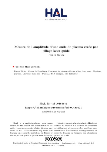 Mesure de l’amplitude d’une onde de plasma créée par sillage laser guidé