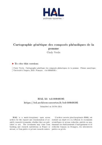 Cartographie génétique des composés phénoliques de la pomme