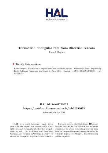 Estimation de vitesse de rotation par mesures de direction