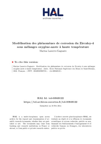 Modélisation des phénomènes de corrosion du Zircaloy-4 sous mélanges oxygène-azote à haute température