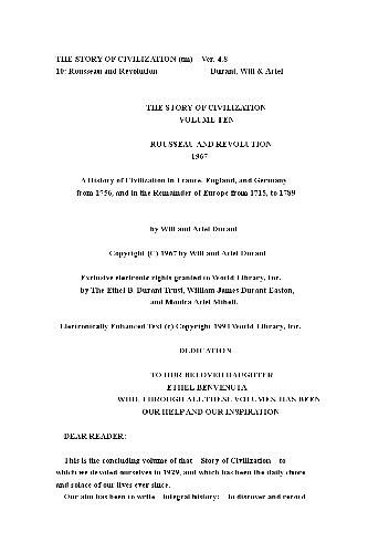 STORY OF CIVILIZATION 10. Rousseau and Revolution