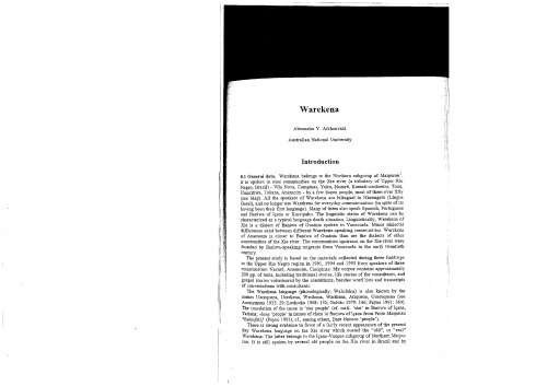 A grammar of Warekena