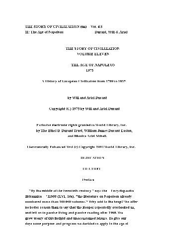 STORY OF CIVILIZATION 11. The Age of Napoleon