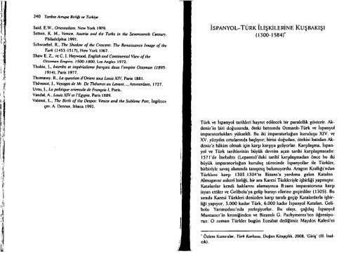 İspanyol-Türk İlişkilerine Kuşbakışı (1300-1584)